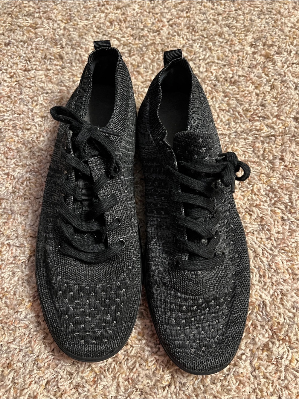 Suavs Black Knit Lace-Up Sneakers with Subtle Contrast